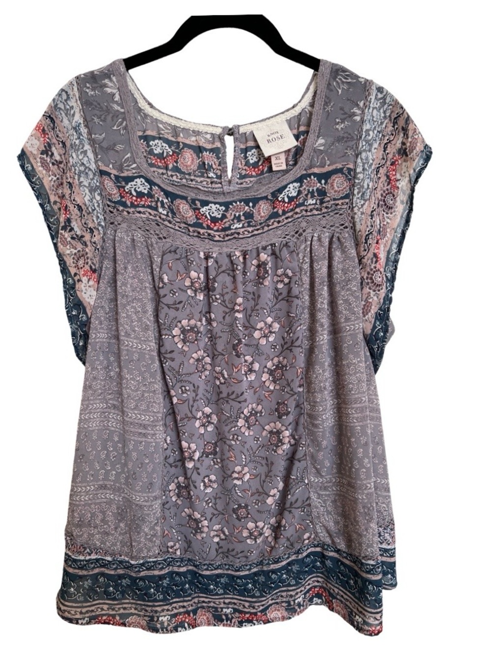 Knox Rose Ladies Lightweight Boho Top SZ XL X-Large
